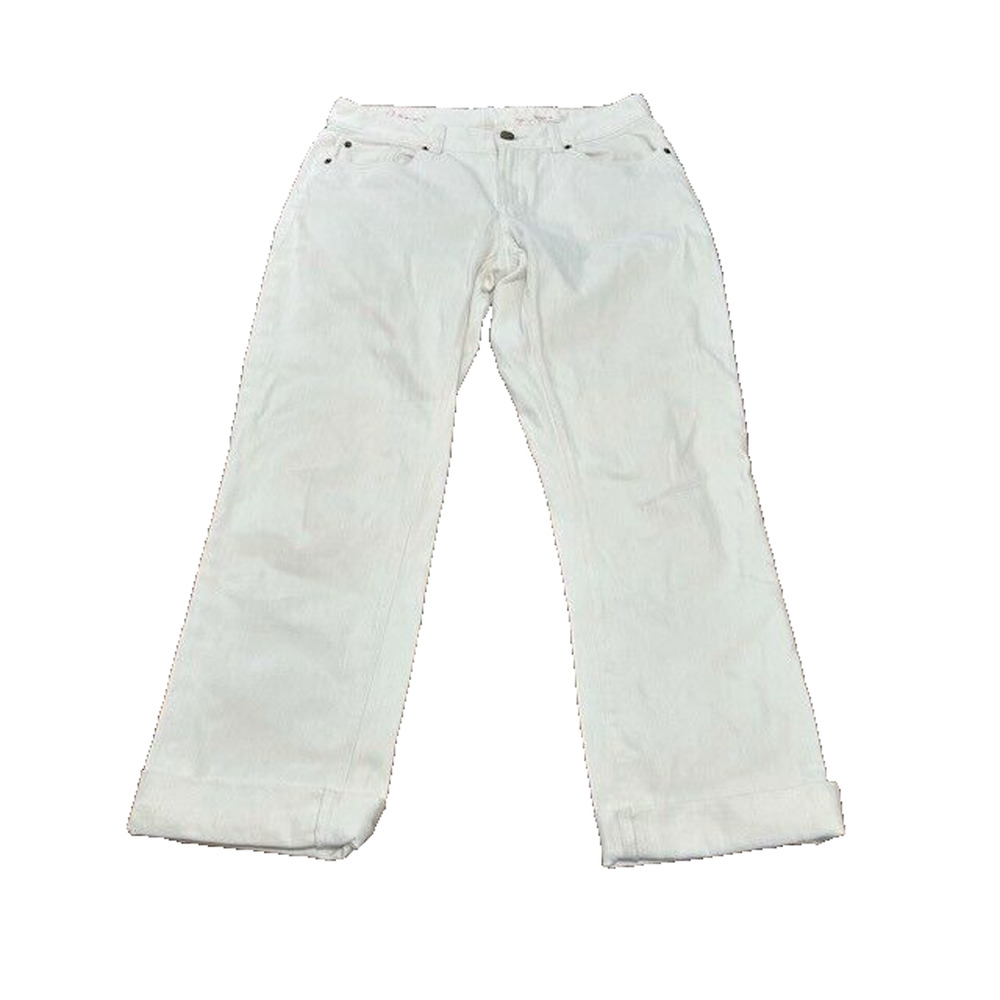 Lilly Pulitzer Main Line Straight Leg Jeans Mid Rise Pockets Denim White Size 4